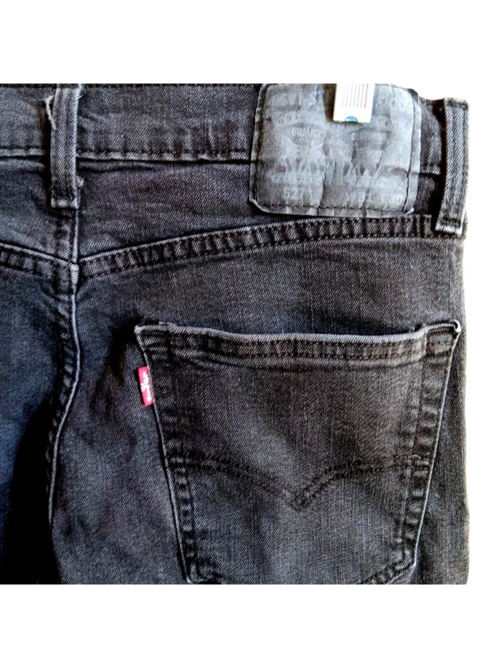 Levis Mens 527 Slim Bootcut Jeans 31x27 Gray/Black Denim Stretch